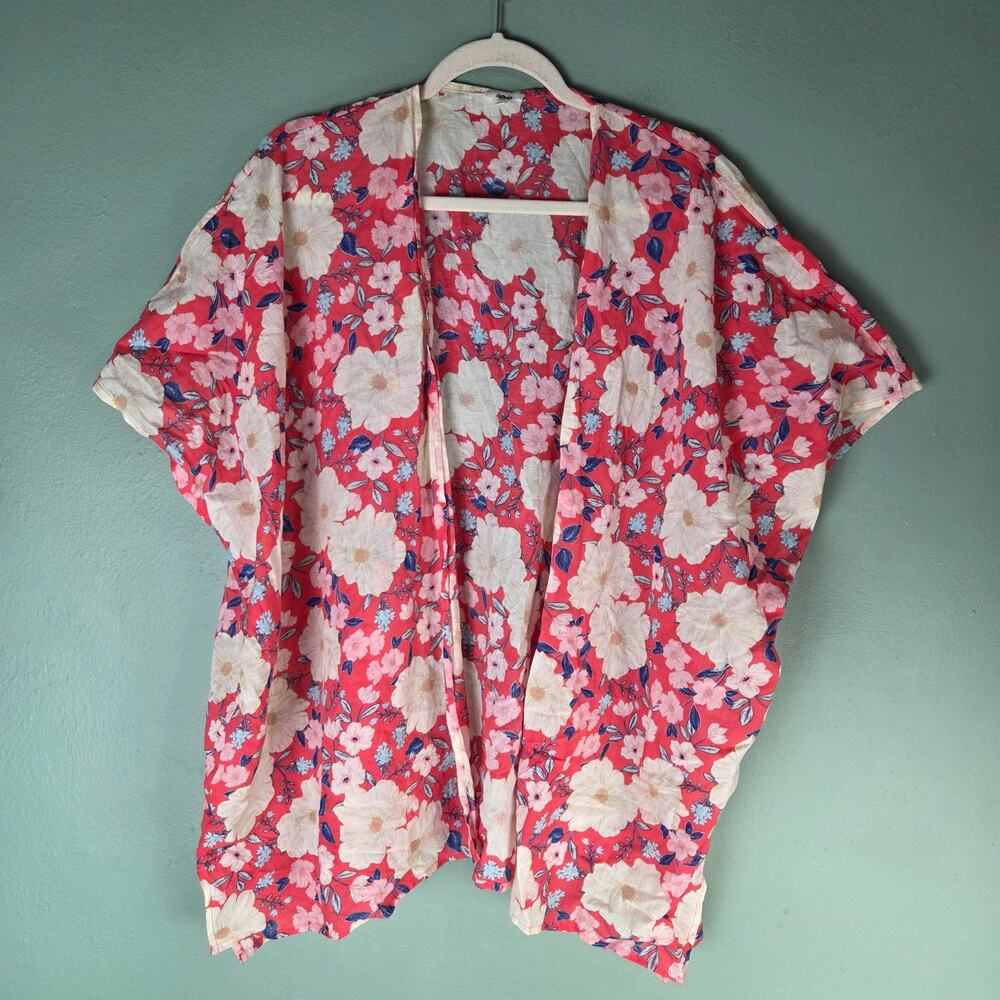 Aerie Womens Floral Open Front Kimono One Size Lightweight Beach Coverup Boho